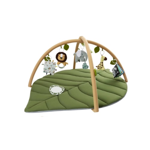 Blissful Diary Baby Play Gym & Activity Mat, Oversize Leaf Shaped Baby Play Mat w 6 Detachable Toys, Tummy Time Mat Promote Motor Skills & Sensory Development Mat, Newborn Infant Baby Essentials Gift