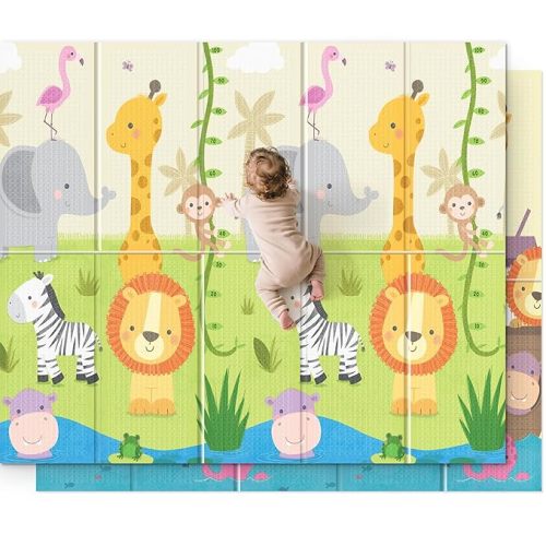 UANLAUO 71x59 Foldable Baby Play Mat for Floor - Thick Foam Kids Play Mat Playmats for Babies and Toddlers, Large Non-Toxic Tummy Time and Crawling Playmat, Reversible Portable Anti-Slip Floor Mats
