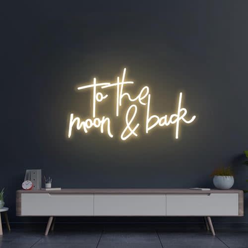 To The Moon and Back Neon Sign 24 inches Led Wedding Light Up Sign Wall Decor for Anniversary Birthday Wedding Party Engagement Backdrop Decorations