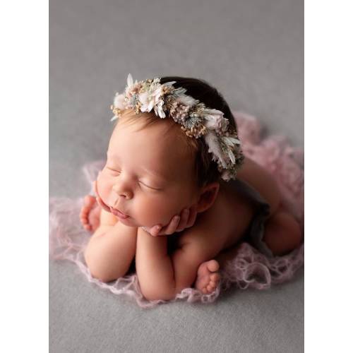 Grace  blush pink grey  boho dried pampas tieback newborn flower crown floral wreath