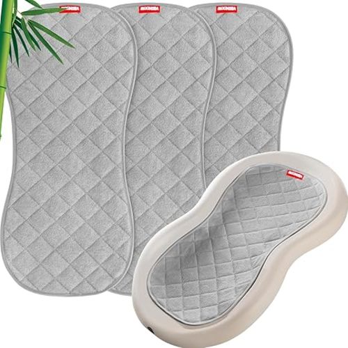 Quilted Thicker Changing Pad Liner 3 Pack Waterproof, Fit for Changing Table Liners are Warm On a Baby's Back Non-Slip Design Reusable Pads Machine Washable, Grey