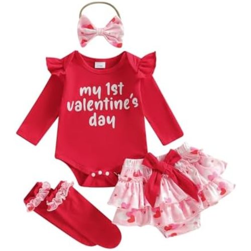 BeQeuewll Baby Girl Thanksgiving Outfit Turkey Romper Shorts Headband Stocking Set