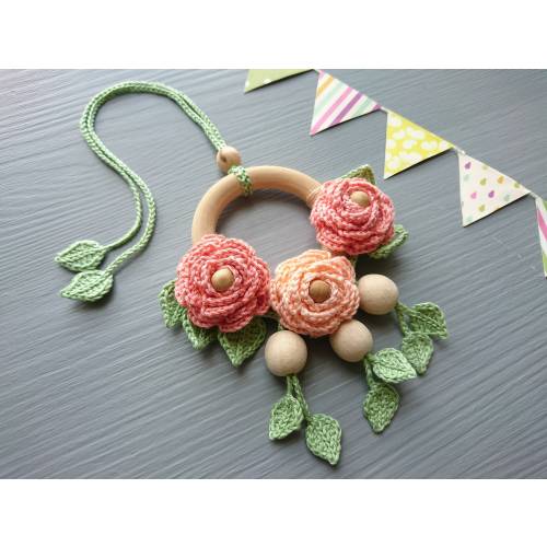 Crochet Flower Baby Stroller Toy: Newborn Pram Hanging Toy