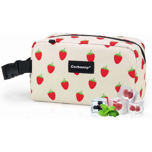 Cerbonny Freezable Lunch Bag for Work School Travel,Small Lunch Bag,insulated snack bag,Mini Cooler,Lunch bag small Fit For Yogurt（Strawberries）