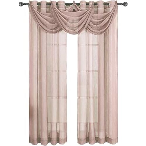 Royal Hotel Bedding Abri Mauve Grommet Crushed Sheer Curtain Panel 1PC Only,50x84 inches