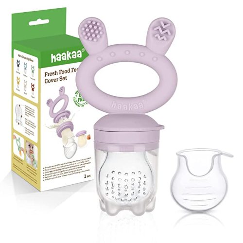 Haakaa Baby Fruit Food Feeder Pacifier | Milk Frozen Set | Silicone Feeder and Teether for Infant Safely Self Feeding, BPA Free Teething Relief Toy (Lavender)
