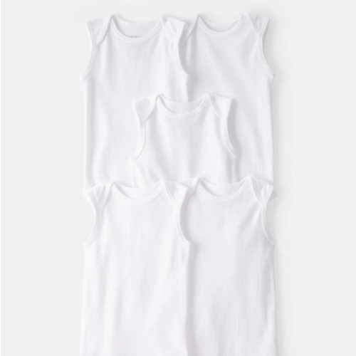 Baby 5-Pack Sleeveless Bodysuits - White