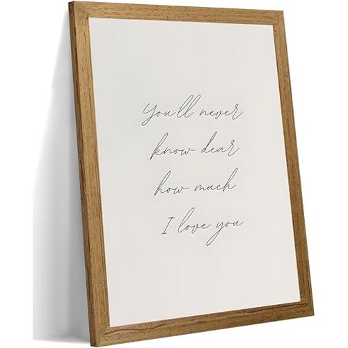 Vintage Nursery Wall Art Baby Girl Boy Nursery Wall Decor Baby Love Quote Print Neutral Beige Farmhouse Poster for Toddler Room Bedroom Playroom 8x10 Inch Framed