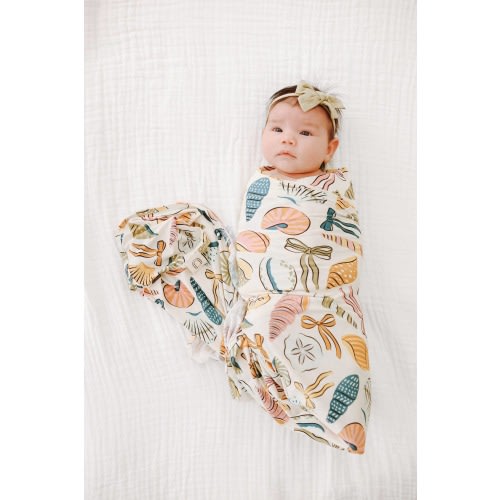Ellie Sue - Coastal Bows Stretch Swaddle Blanket