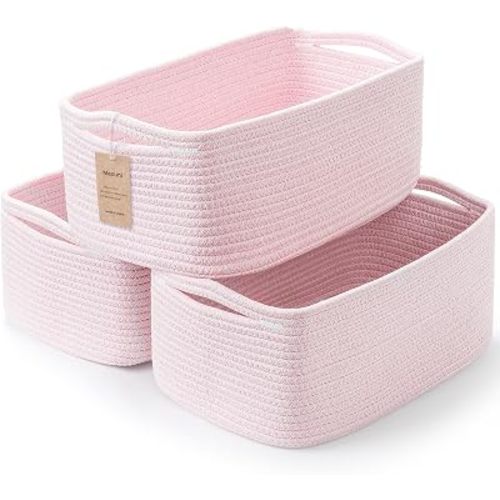 3 Pack Storage Baskets for Organizing, 13.7×9.5×6.3", Mixed Pink