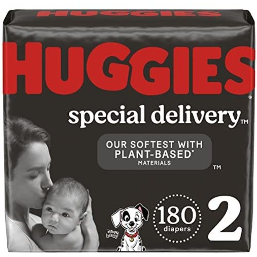 Hypoallergenic Baby Diapers Size 2 (12-18 lbs), Huggies Special Delivery, Fragrance Free, Safe for Sensitive Skin, 180 Count