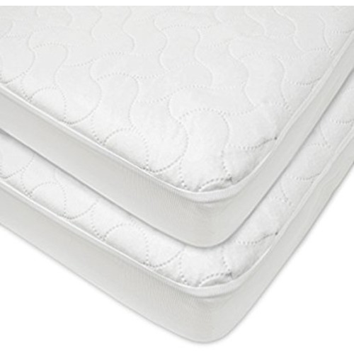 American Baby Company Waterproof Fitted Quilted Crib and Toddler Protective Pad Cover, White (2 Count), for Boys and Girls - Crib and Toddler (Fitted)