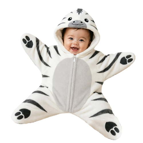 Loyni Cute Animal Baby Starfish Onesie 0 3 Months Unisex Newborn Zipper Swaddle Sack Cartoon Print Star‑Shape Warm Wearable Wrap Sleeping Blanket