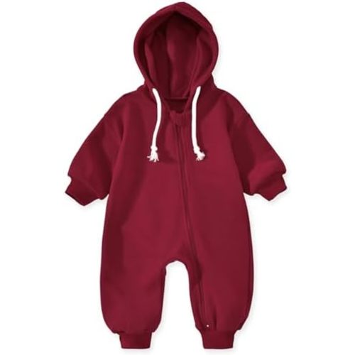 Unutiylo Unisex Baby Boys Girls Long Sleeve Infant Baby Zipper Hooded Jumpsuits Romper Loose Outfit Clothes