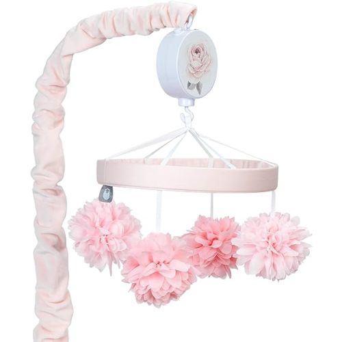 Lambs & Ivy Signature Botanical Baby Pink Floral Musical Baby Crib Mobile