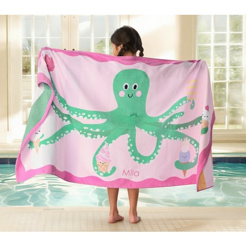 Octopus Ice Cream Reversible Kid Beach Towel UPF 50+
