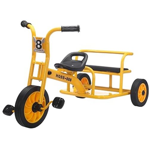 Kids Tricycle for Ages 2-8, Kids Trike Bike with Adjustable Seat, Airless Rubber Tires and Rear Padded Seat, Preschool Daycare Tandem Tricycle, Gift for Boys and Girls