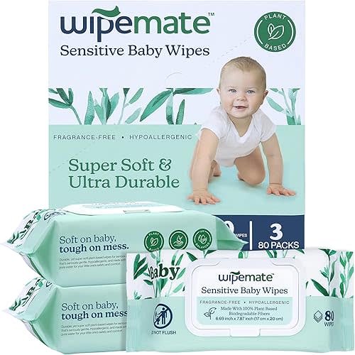 EWG-Verified Premium Baby Wipes, 99% Water-Based, Plastic-Free, Ultra-Soft Plant-Based Wipe, Chlorine/Alcohol-Free, pH-Balanced, Hypoallergenic Cruelty-Free with Durable Flip-Top Lid 240-Ct