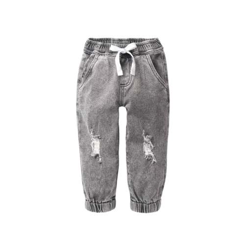 Relaxed Distressed Denim Jogger - Grey