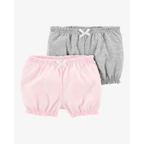 Baby Girl 2-Pack Bubble Shorts - Pink/Grey | Carter's