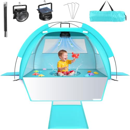 Baby Beach Tent Solar Cooling, UPF 50+ UV Protection Portable Sun Shade Canopy Shelter for Infant Toddler Kids, Baby Beach Essentials Tent with Carrying Bag for Sand Beach Camping Backyard
