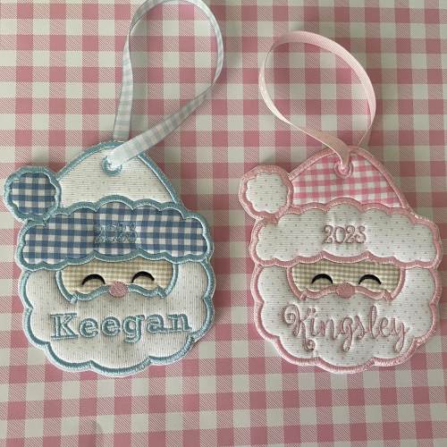 2024 Keepsake Ornament,  Baby's first Christmas, Silhouette girl Embroidery Ornament, Family Christmas Ornament, Stork bow Heirloom Ornament