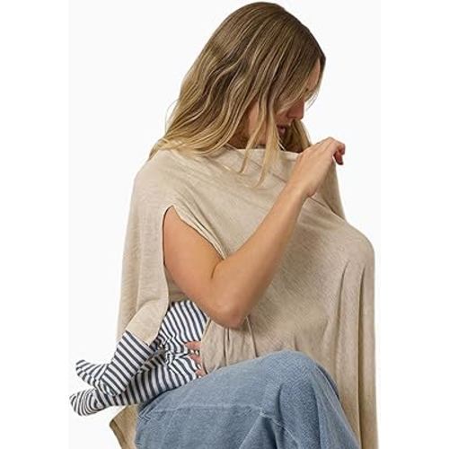 Solly Baby Nursing Cover, Ultra-Breathable, Lightweight Breastfeeding Cover-Up, Buttery-Soft Fabric, Universal Fit, Postpartum Essentials, Newborn Must Haves, Flax
