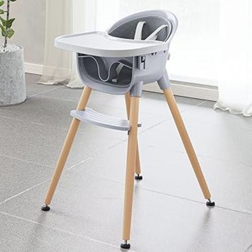 Fodoss Convertible Baby High Chair with Wood Legs and Removable Dishwasher Safe Tray for Boys and Girls，Highchair Toddler with 5 Point Safety Harness