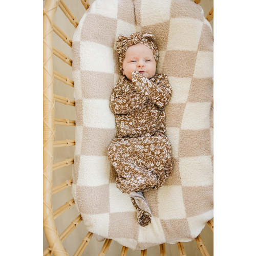 Mebie Baby Brown Floral Ribbed Knot Gown, Bamboo, Baby Default Title