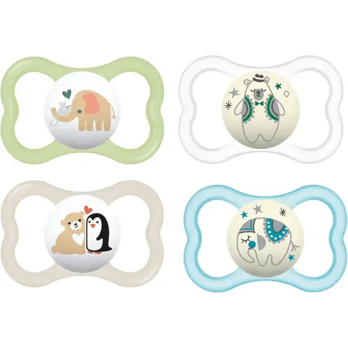 MAM Air Day & Night Baby Pacifier, for Sensitive Skin, Glows in The Dark, 16+ Months, Unisex, 4 Count