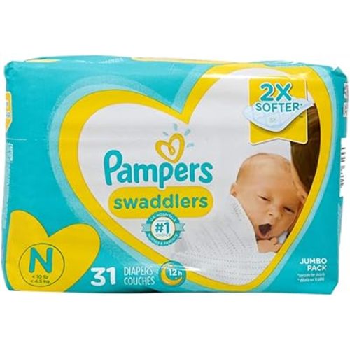 Diapers Newborn/Size 1 (8-14 lb), 31 Count - Pampers Swaddlers Disposable Baby Diapers, Jumbo Pack