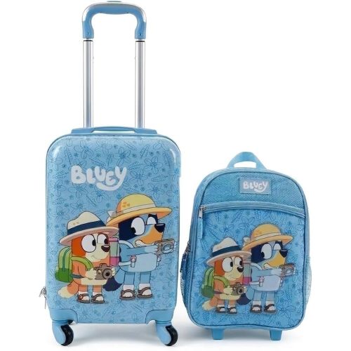 AI ACCESSORY INNOVATIONS Bluey Kids Luggage and Backpack Set - 18" Luggage Suitcase With Wheels, 13.75" Backpack