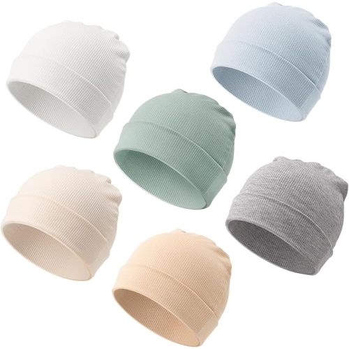 DRESHOW BQUBO 6 Pack Baby Newborn Hats Set for Unisex Infant Newborn Toddler Soft Beanie Hat for Boys Girls 0-24 Months