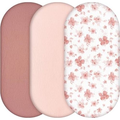 Bassinet Sheets Fitted 3 Pack Muslin Baby Bedside Bassinet Sheets