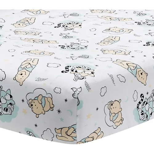 Lambs & Ivy Disney Baby Winnie The Pooh Hugs White Fitted Crib Sheet