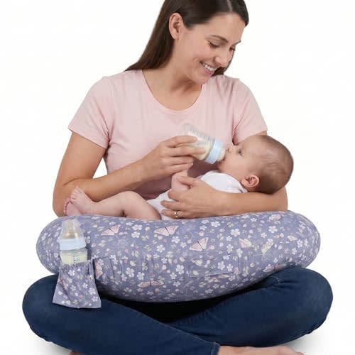 LLCJYYCY Nursing Pillow, Breastfeeding Pillow with Safety Buckle - Upgraded Design for Breastfeeding & Bottle Feeding, Large Size for Tummy Time & Sitting Support, Breathable Washable Cover