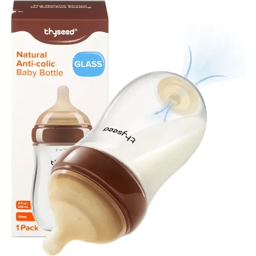 Natural Anti-Colic Baby Bottles That Mimic Breastfeeding Newborn Breast Like Nursing Bottle (0+ Months), 8 Ounce,1 Pack