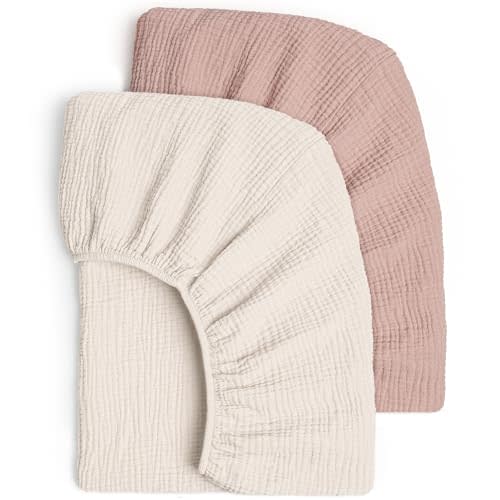 Lulu Moon Muslin Crib Sheets - Fitted Crib Mattress Sheets for Boys and Girl - 28"x 52", 2 Pack