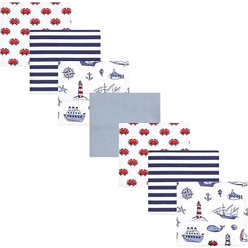 Hudson Baby Unisex Baby Cotton Flannel Receiving Blankets Bundle, Lighthouse, One Size