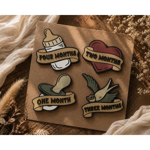 Tattoo Inspired Monthly Baby Milestones | Baby Photo Props |  Alternative Baby Gift