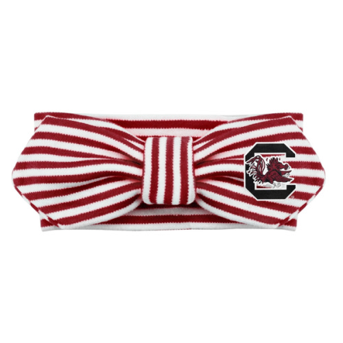 SOUTH CAROLINA GAMECOCKS GARNET AND WHITE STRIPE INFANT HAIR KNOT