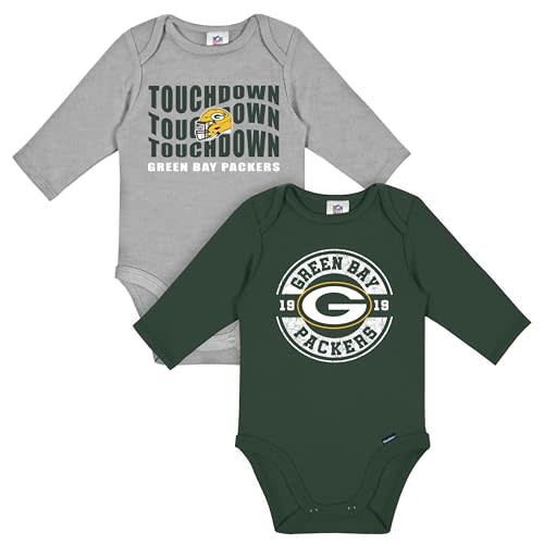 Gerber NFL unisex-baby Nfl 2-pack Long Sleeve Onesie Bodysuit