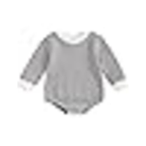 Baby Boy Striped Waffle Long Sleeve Bubble (Black, 0-3 Months)