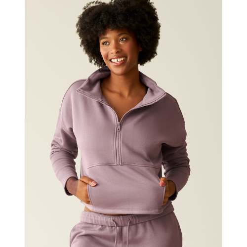 Cloud Fleece Half Zip Nursing Pullover | Dusty Mauve - Kindred Bravely