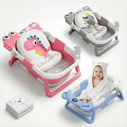 MoreFeel Collapsible Baby Bathtub for Infants to Toddler wit - TikTok Shop