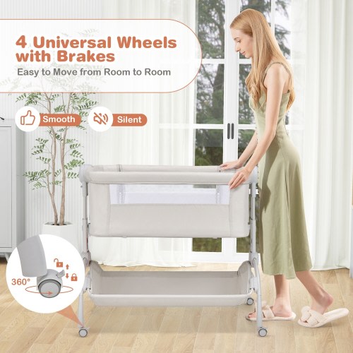 Babyjoy 3-in-1 Portable Baby Bassinet Bedside Sleeper Cradle with - See Details