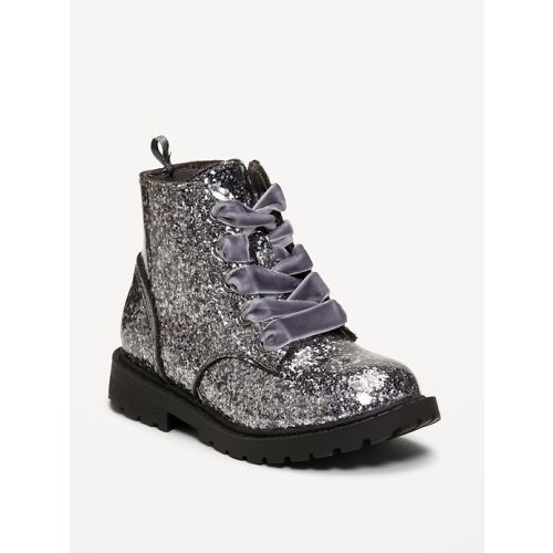 Glitter Side-Zip Combat Boots for Toddler Girls