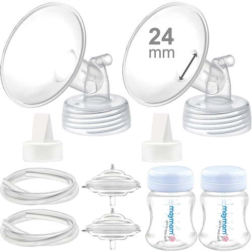Maymom Pump Parts 24 mm Flanges, Valves, Tubes, Backflow Protectors, Bottles with One-Piece Travel Caps for Spectra S1 S2 9 Plus Breastpump. Replacement Pump Parts for Spectra Pump Accessories HSA/FSA Eligible