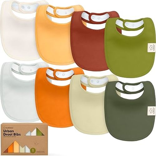 8-Pack Organic Baby Bibs for Boys, Girls - Soft Cotton Drooling and Teething Bibs for Baby Girl & Boy, Extra Absorbent, Easy to Clean & Put On for Toddler, Newborn, Infant 0-24 Months (Sahara)