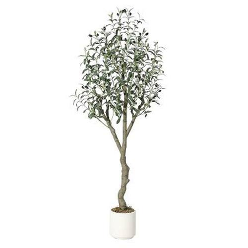 Lifelike Artificial Olive Tree, Faux Indoor Plant with Realistic Wood for Home Office Decor